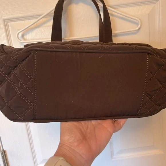 Vera Bradley Large Brown Quilted Shoulder / Tote Bag with Zebra Print Interior - Picture 11 of 11
